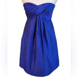 Cache Royal Blue Satin Strapless Empire Waist Formal Mini Dress Size 2 EUC